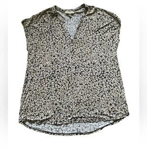 Dana Buchman Womens Floral Printed Black & Brown Women’s XL Blouse